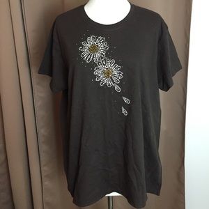 NWT Brown Embellished T-Shirt